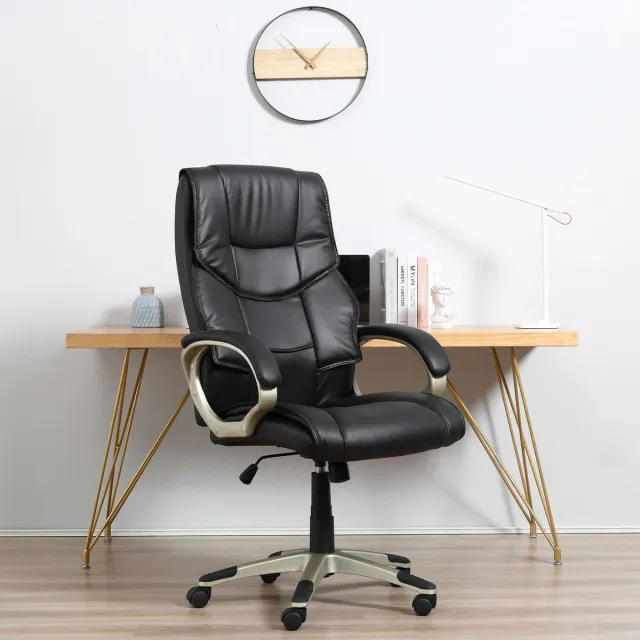 OKWISH Bureaustoel 70 x 58 x 114-124 cm - Verstelbaar, Draaibaar En Met Wipfunctie - Voor Kantoor - Metaal - Zwart