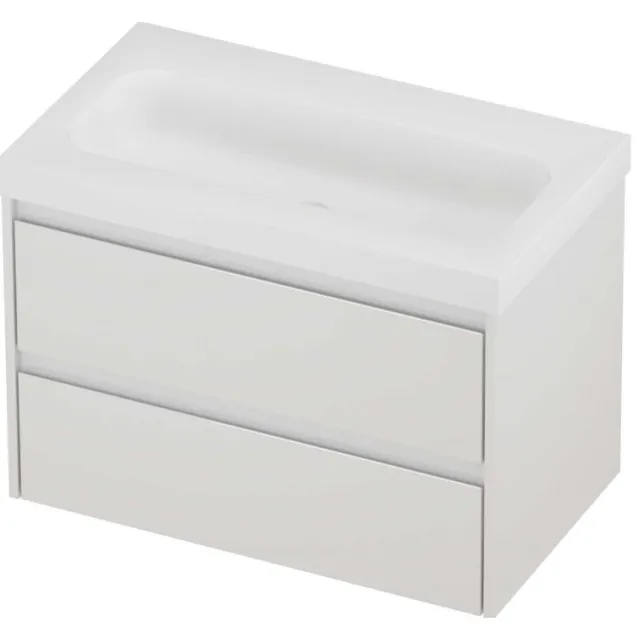 Proline Haga Badmeubelset Polystone Mezza 80x46x58 cm Mat White Glans Wit
