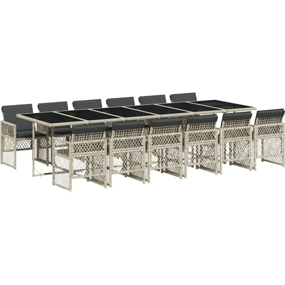vidaXL 13-delige Tuinset met kussens poly rattan lichtgrijs grijs, foto 4