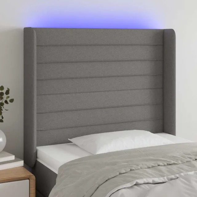 vidaXL Hoofdbord LED 103x16x118/128 cm stof donkergrijs grijs