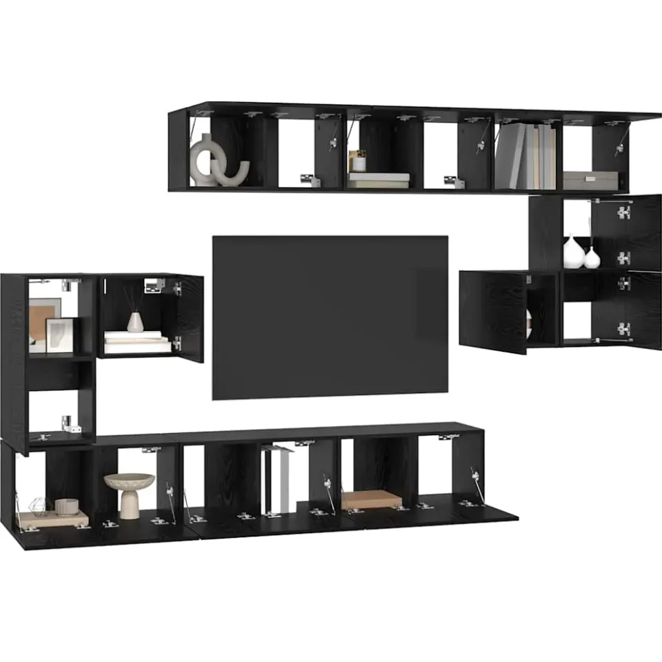 vidaXL Tv-meubelset 10 st 60 x 30 x 30 cm Zwart Eiken, foto 3