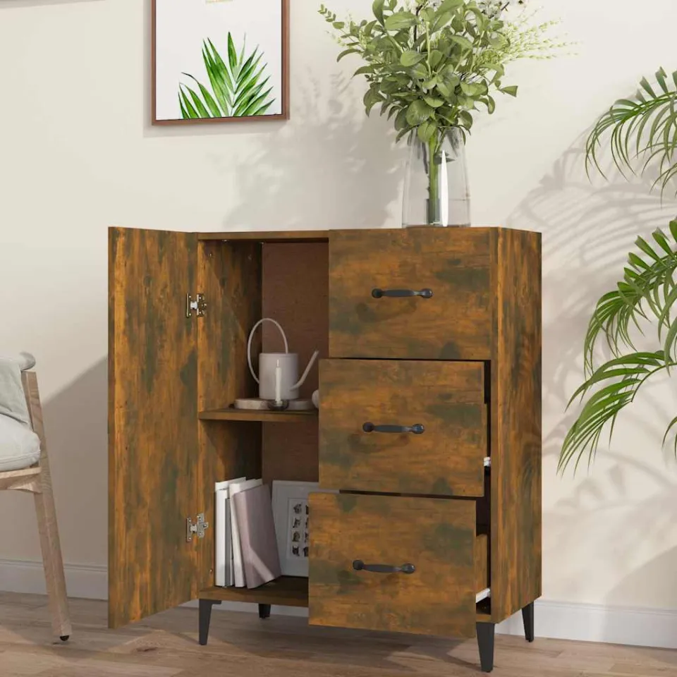 vidaXL Dressoir 69,5x34x90 cm bewerkt hout gerookt eikenkleurig, foto 3