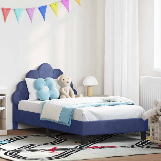 vidaXL Bedframe voor kinderen met hoofdbord Politieblauw 80 x 160 cm