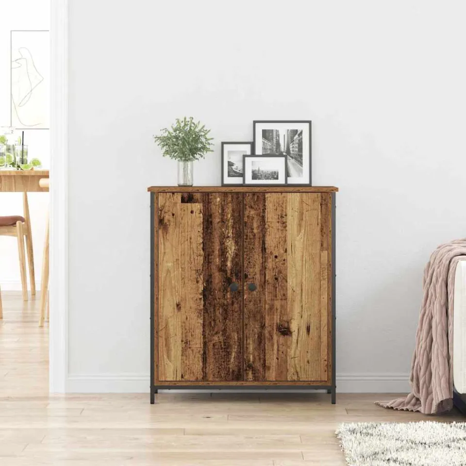 vidaXL Dressoir Oudhout 70 x 30 x 80 cm Bewerkt hout bruin, foto 4