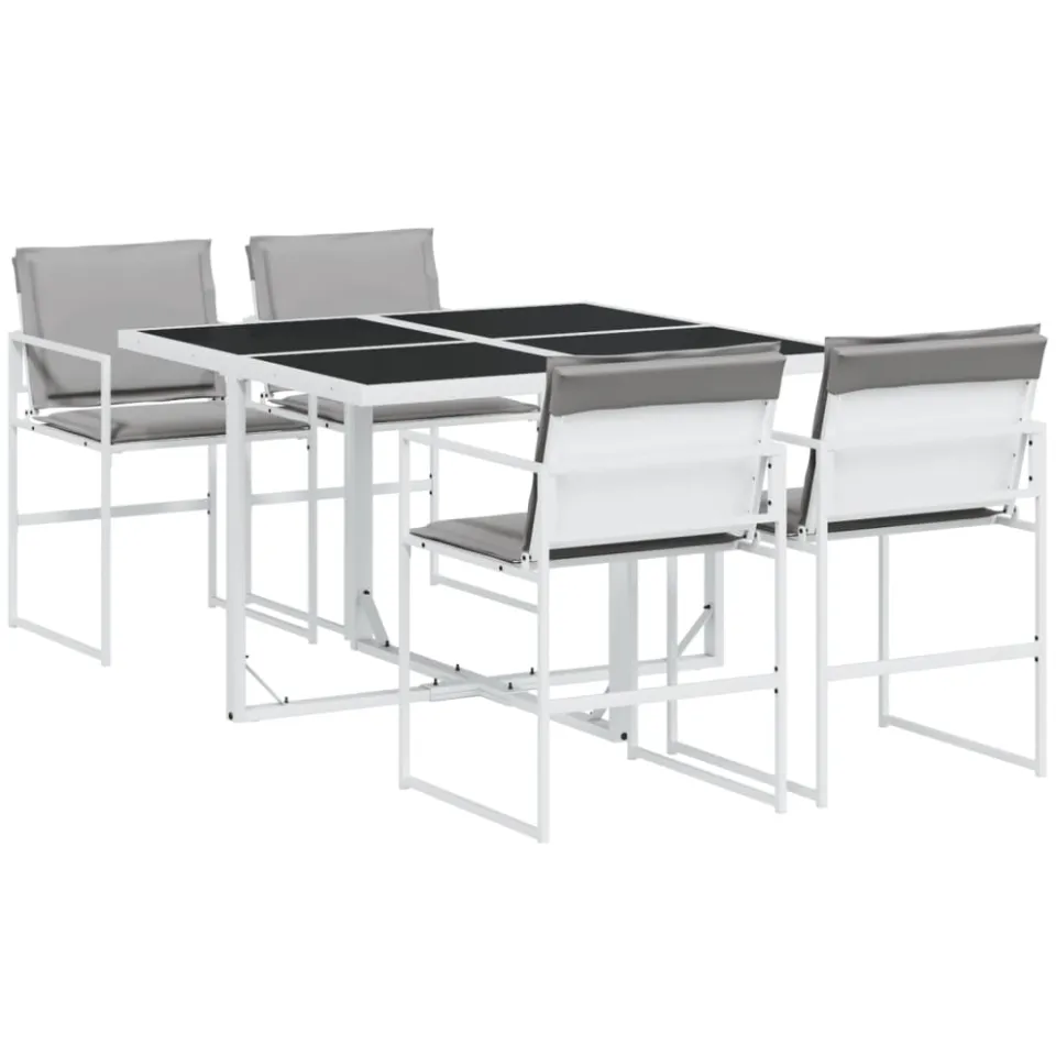 vidaXL 5-delige Tuinset met kussens textileen wit