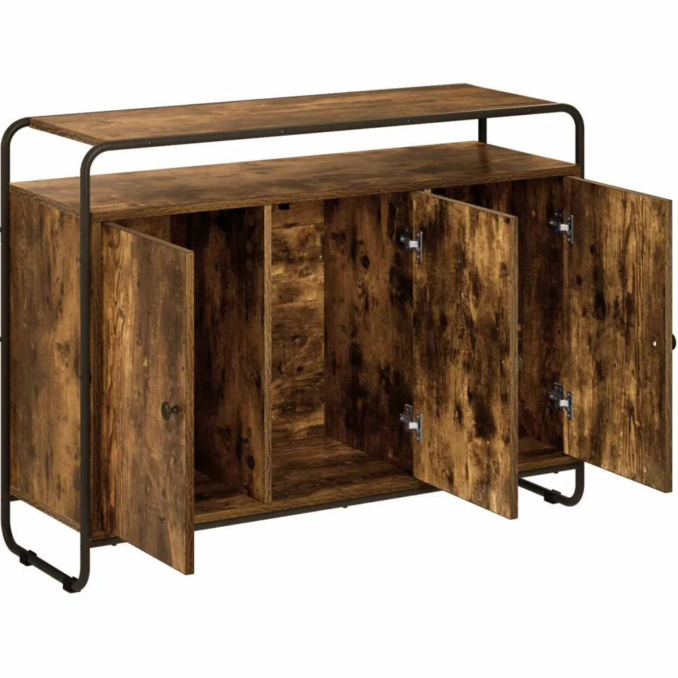 vidaXL Dressoir Gerookt eiken 102 x 35 x 75 cm Bewerkt hout, foto 3