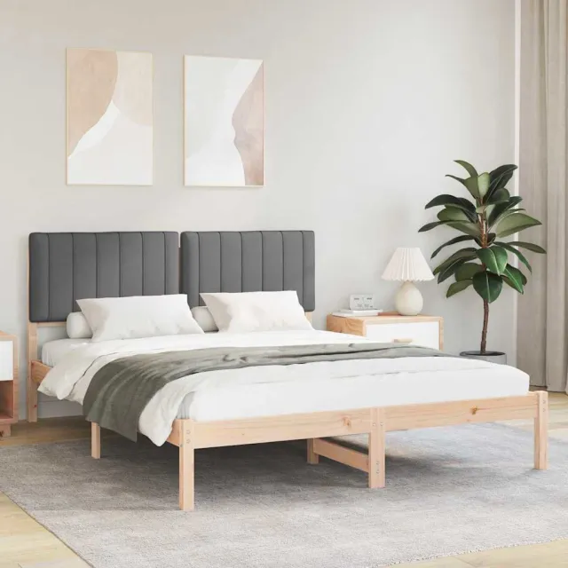 vidaXL Bedframe met Gevoerd Hoofdgedeelte Donkergrijs 150 x 200 cm