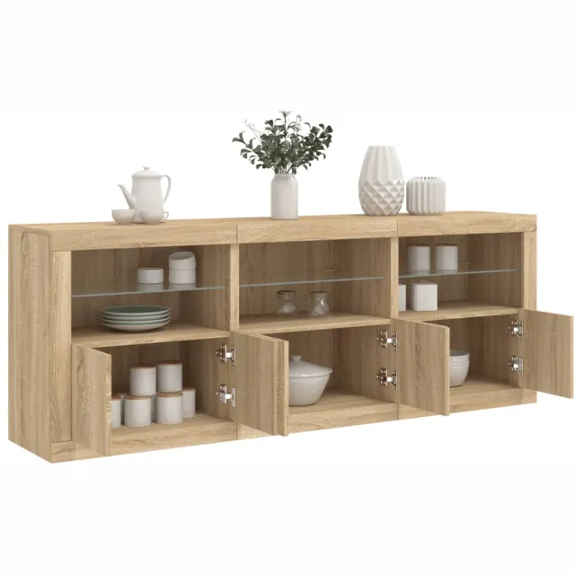 vidaXL Dressoir met LED-verlichting 181,5x37x67 cm sonoma eikenkleurig Bruin