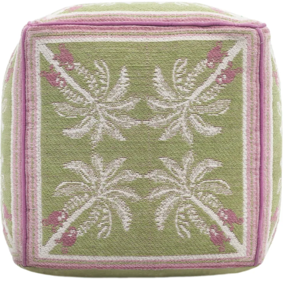 NOUS Living poef Cocco groen/roze