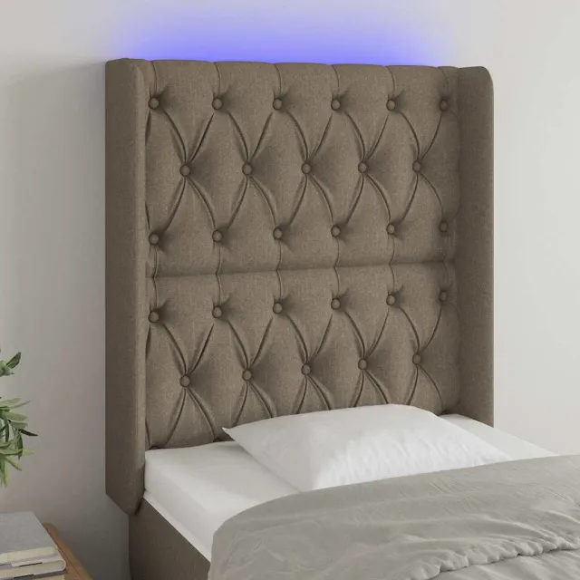 vidaXL Hoofdbord LED 83x16x118/128 cm stof taupe