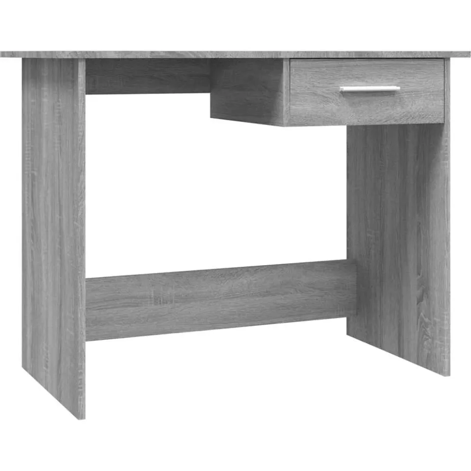 vidaXL Bureau 100x50x76 cm bewerkt hout grijs sonoma eikenkleurig, foto 3