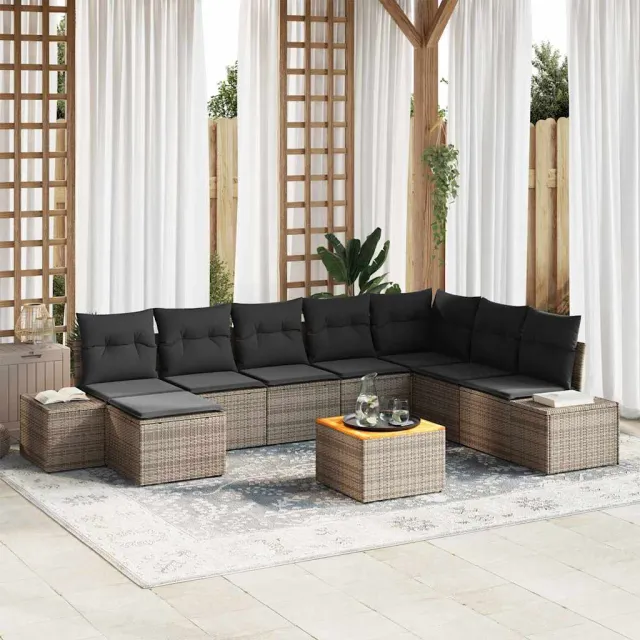 vidaXL Tuin Sofa Set 9 st Grijs