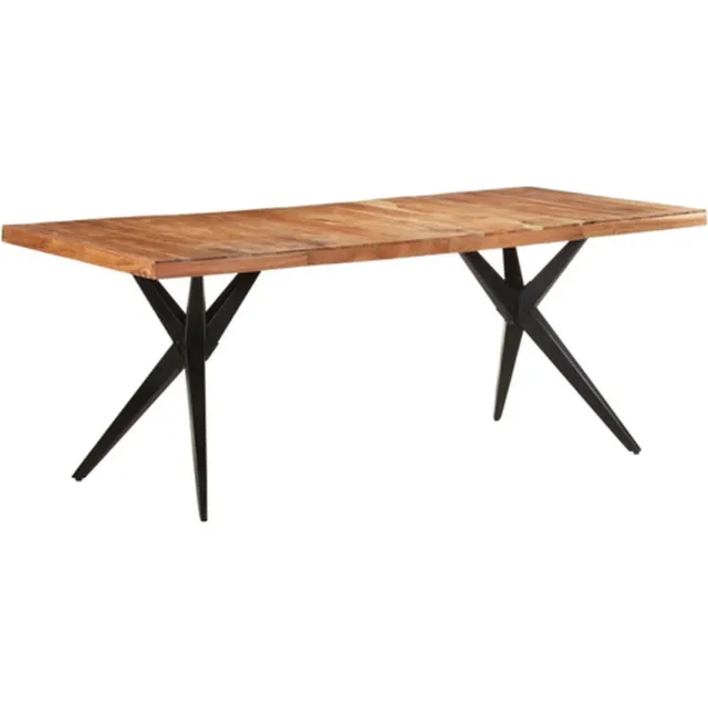 vidaXL Eettafel - 200x90x76 - cm - massief - acaciahout Gebleekt