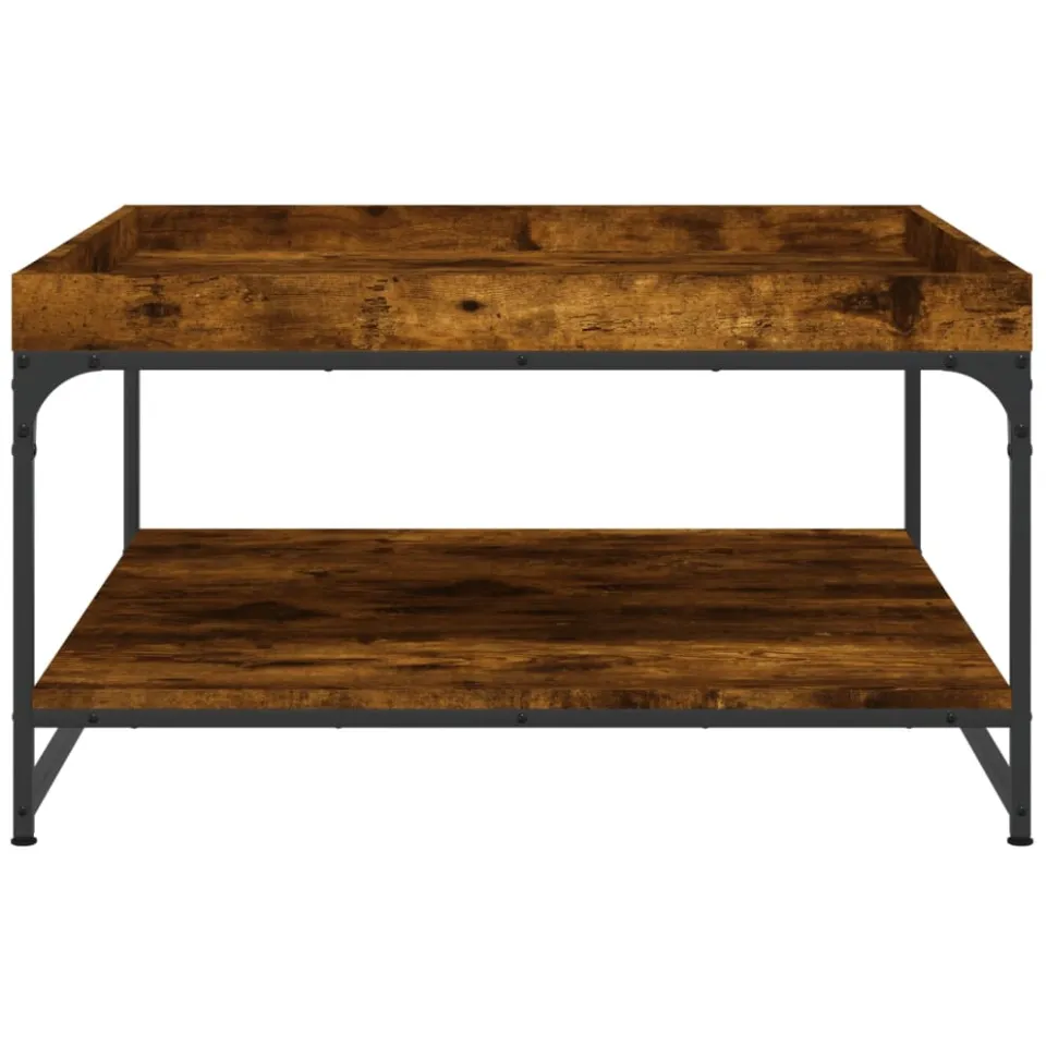 vidaXL Salontafel 80x80x45 cm bewerkt hout en ijzer gerookt eikenkleur Bruin