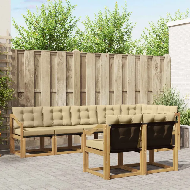 vidaXL Buiten bankenset 8 st 7-zits Wit en Beige