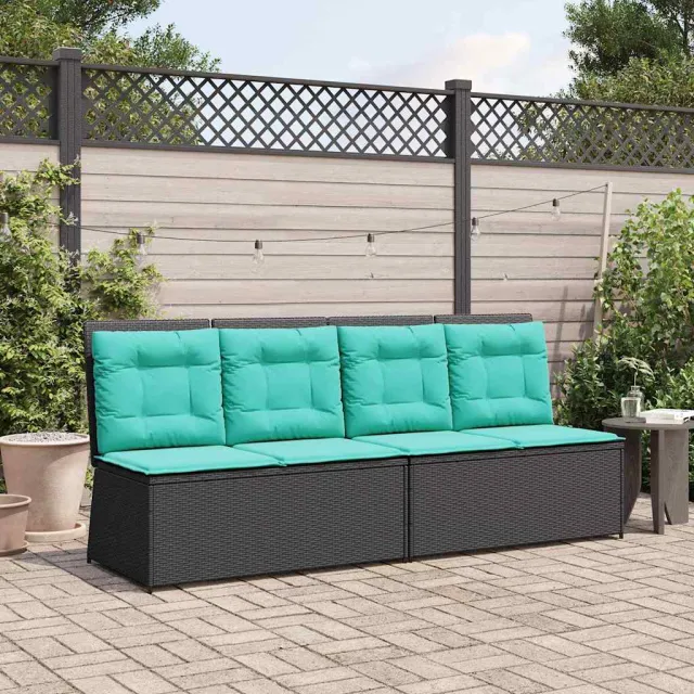 vidaXL Tuinbank Zwart poly rattan, foto 2