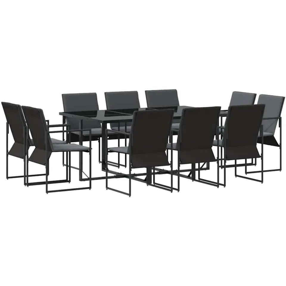 vidaXL Tuin eettafelset 11 st Zwart Staal