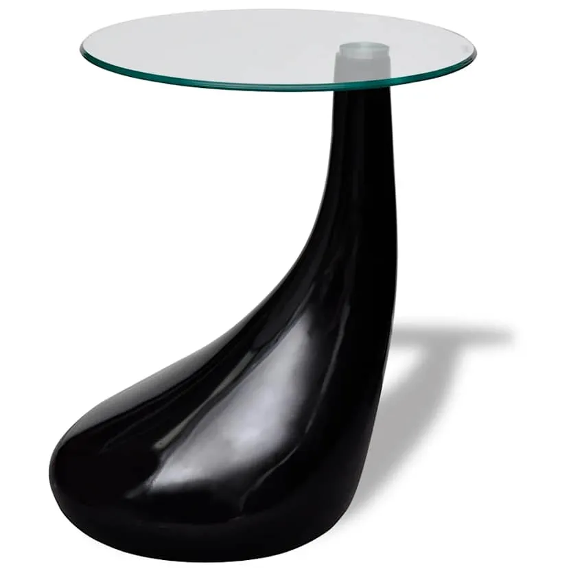 vidaXL Salontafel met rond glazen tafelblad hoogglans zwart