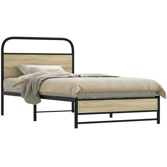 vidaXL Bedframe zonder matras bewerkt hout sonoma eikenkleur 100x190cm Bruin