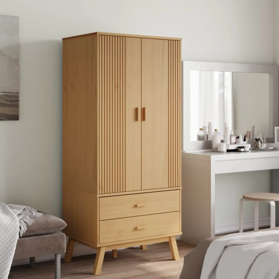 vidaXL Kledingkast OLDEN 76,5x53x172 cm massief grenenhout bruin, foto 3