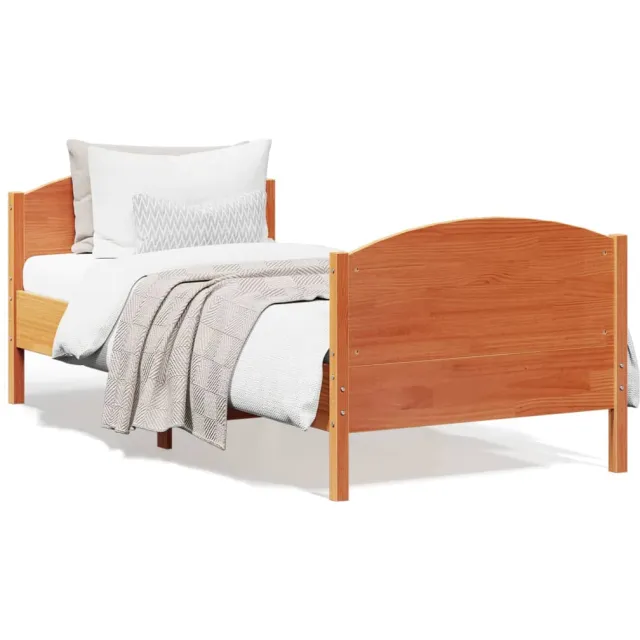 vidaXL Bed Frame Bruin 90 x 190 cm Solid pine wood and plywood slats