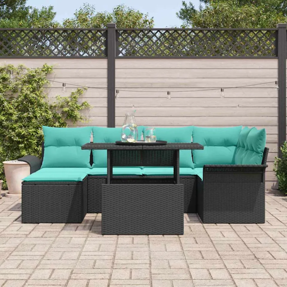 vidaXL Tuin Sofa Set 7 st Zwart [Synthetisch]: Poly Rattan, foto 3