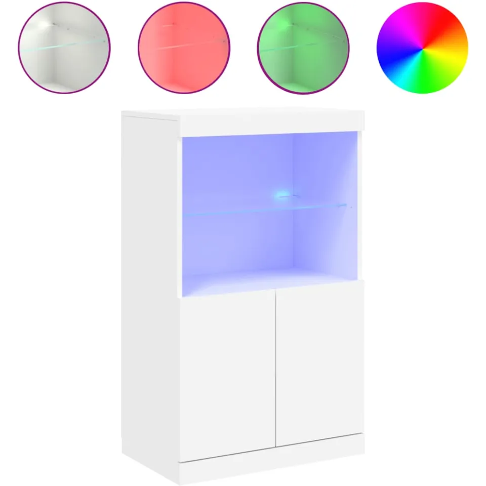 vidaXL Dressoir met LED-verlichting 60,5x37x100 cm wit, foto 3