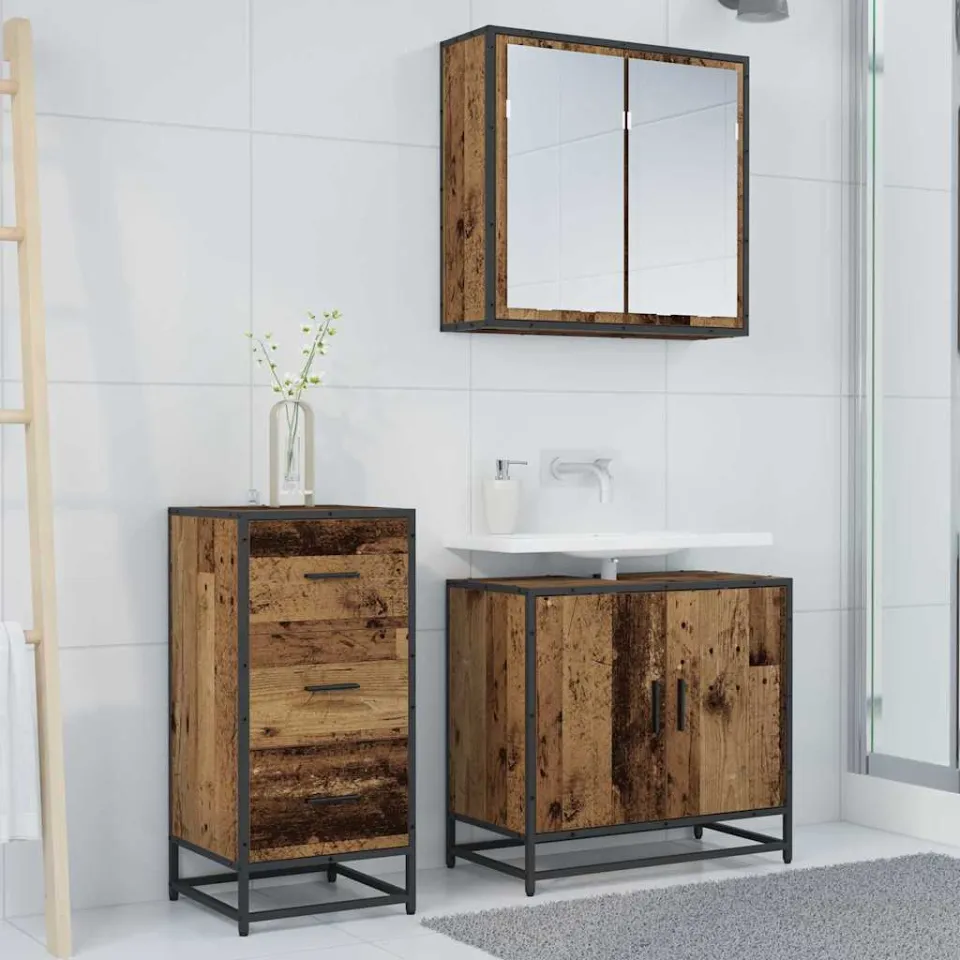vidaXL Dressoir Oudhout 35,5 x 35 x 76 cm bruin, foto 4