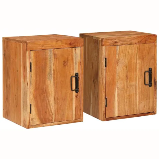 vidaXL Nachtkastje 2 st Bruin 35 x 33 x 48 cm Massief Hout Acacia