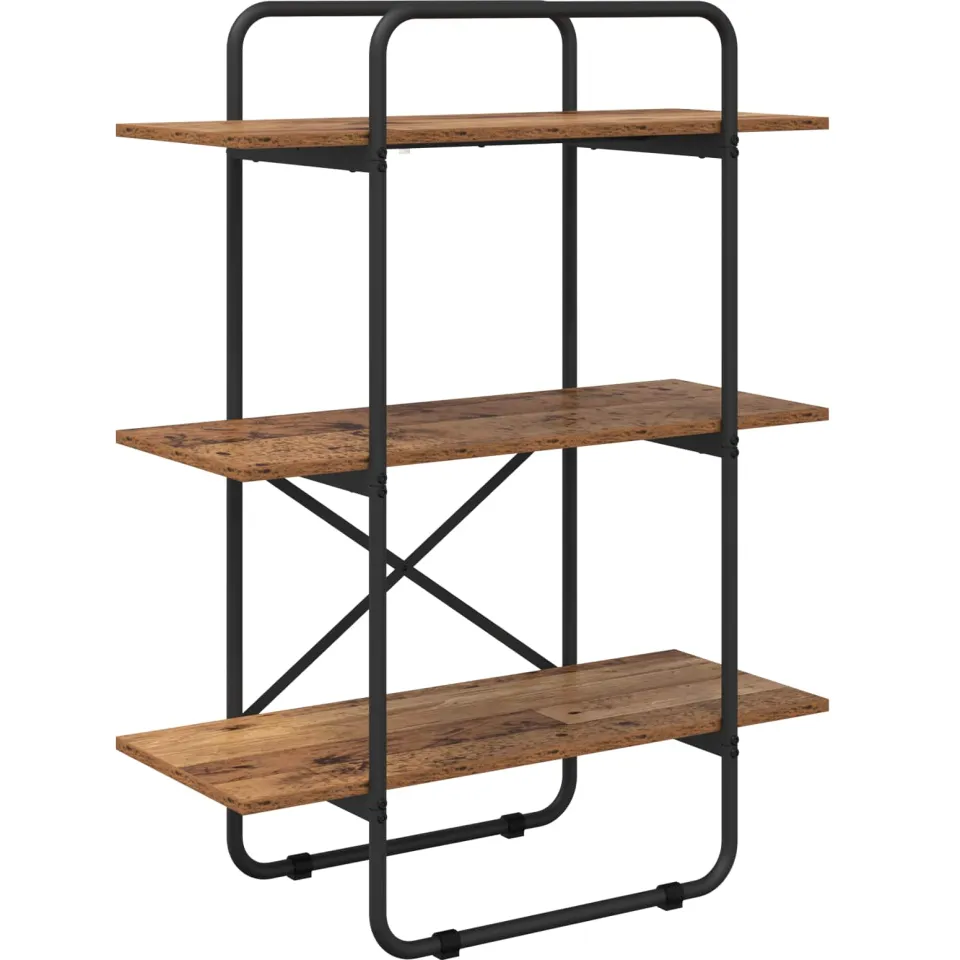 vidaXL Boekenrek 3-laags 60 x 35 x 105 cm PB Eikenhout, foto 3