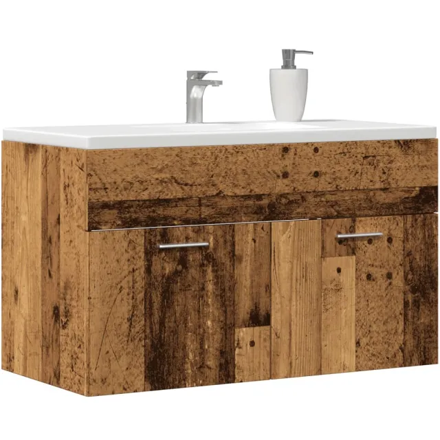 vidaXL Wastafelkast 80x38,5x46 cm bewerkt hout oud houtkleurig Bruin