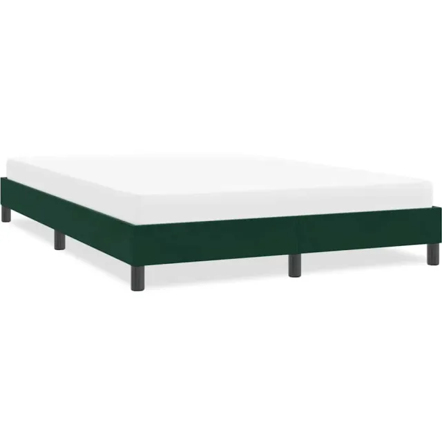 vidaXL Bedframe zonder matras 140x210 cm fluweel donkergroen