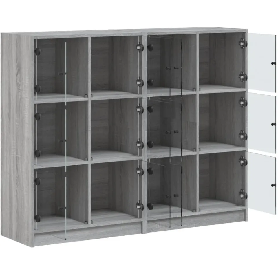 vidaXL Boekenkast met deuren 136x37x109 cm hout grijs sonoma eiken, foto 4