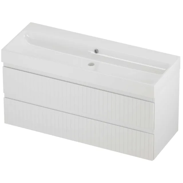 Proline Podium Badmeubelset Polystone Loft Enkel 120x46x62 cm Glans Wit Mat Wit