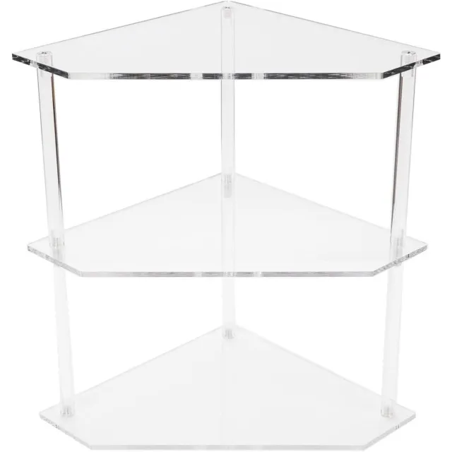 Cosensi Hoek Bijzettafel voor Woonkamer Slaapkamer Badkamer - Helder Acryl - Driehoekig Design - 3-laags - Nachtkastje met Accent - Kleine Entryway Tafel - Multifunctioneel Meubel Any