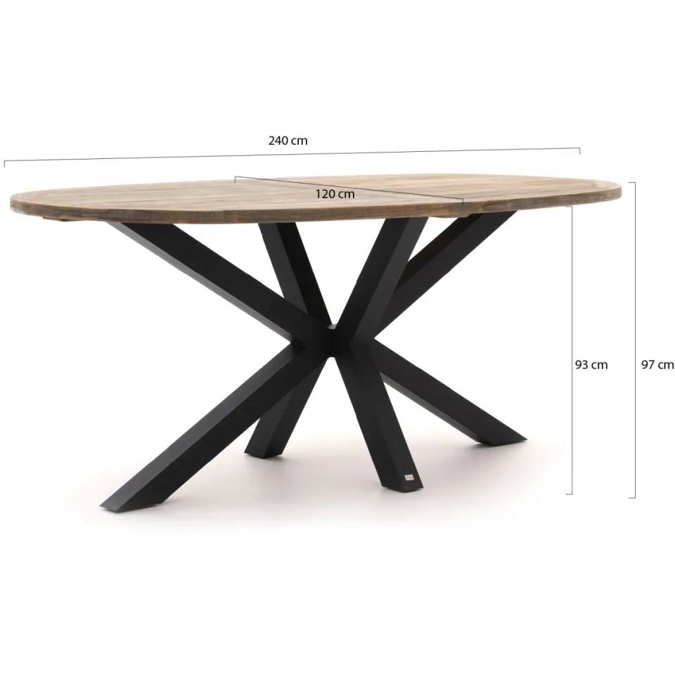 ROUGH Furniture ROUGH-Y Ellips high dining tuintafel 240x120cm bruin, foto 2