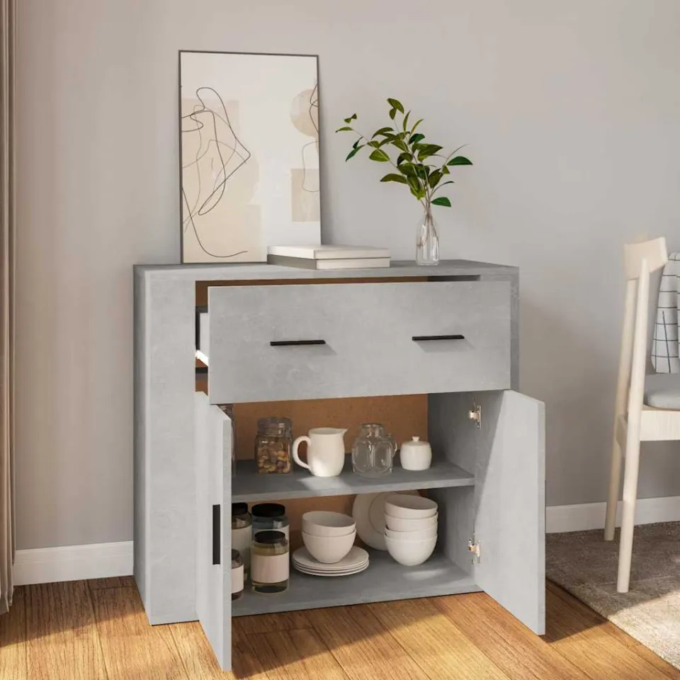vidaXL Dressoir 80x33x70 cm bewerkt hout betongrijs grijs, foto 3