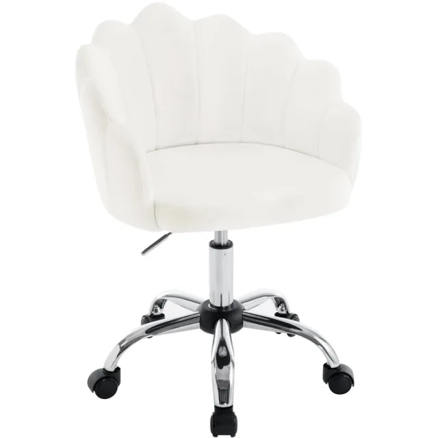 Klarven Bureaustoel Ergonomisch Crème wit - Bureaustoelmat - Bureaustoelen - Bureaustoel Wieltjes - Chair - Verstelbare Zithoogte, Armleuningen, Belastbaar Tot 150 kg - Fluweel Wit - B41xd37,5cm