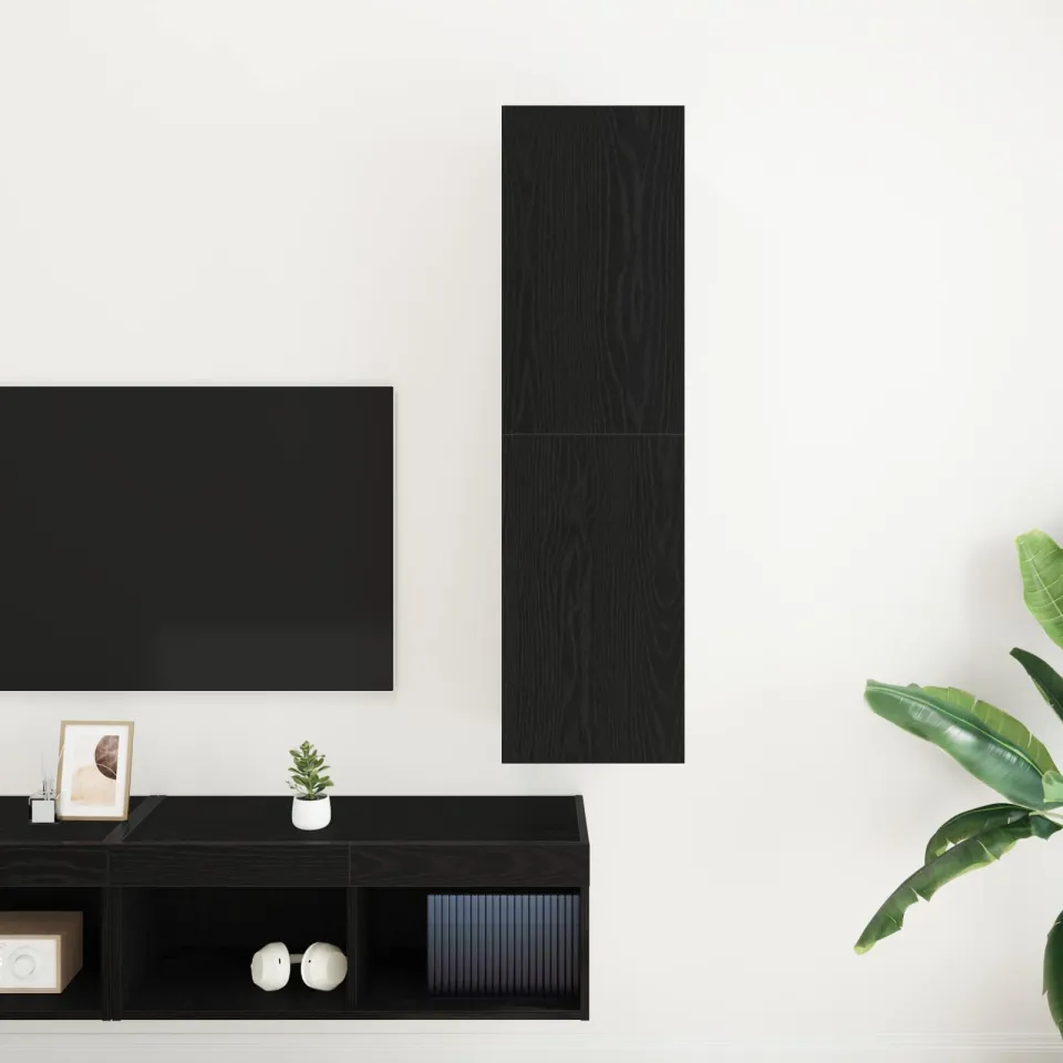 vidaXL Wand TV Kast 30,5 x 30 x 110 cm Zwart Eiken Bewerkt hout, foto 3
