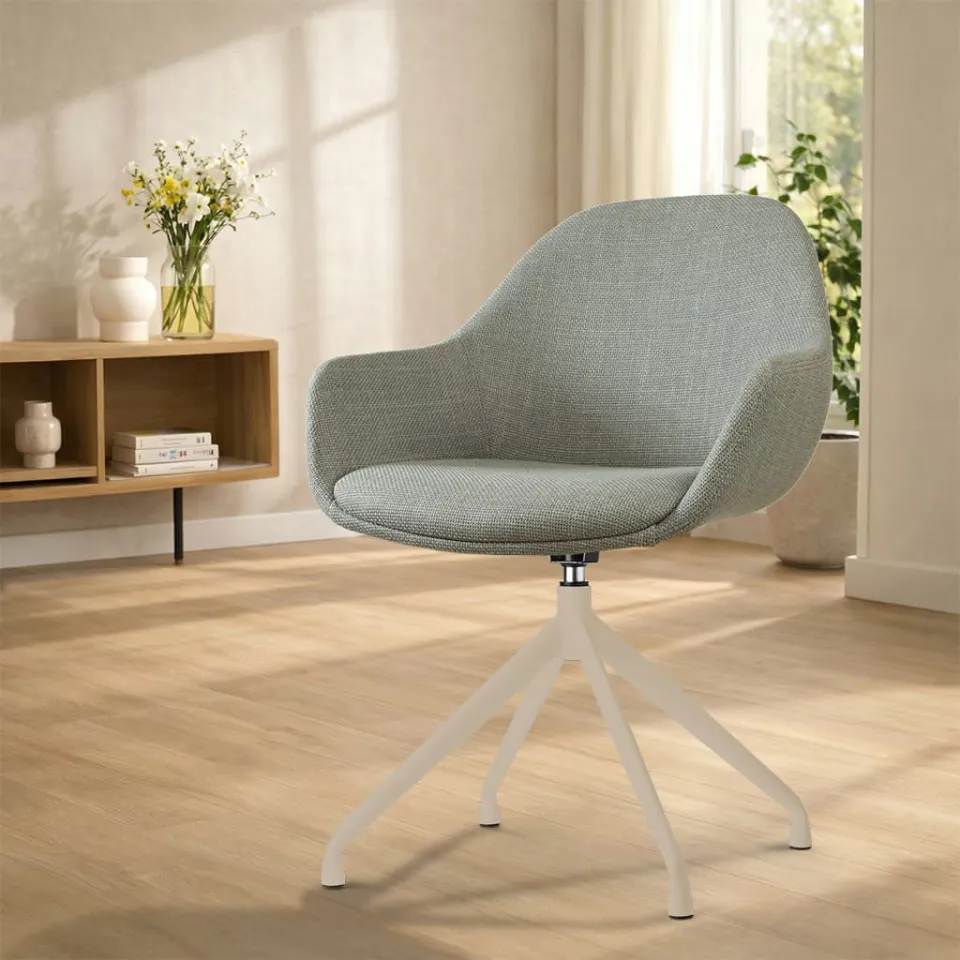 Nolon Nola-Mae draaibare eetkamerstoel saliegroen - beige onderstel, foto 3