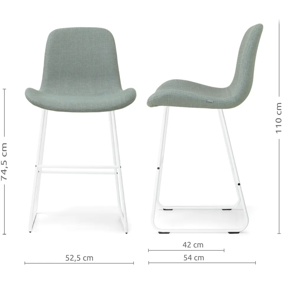 Nolon Nino-Fé barkruk saliegroen - wit onderstel - 75 cm, foto 2