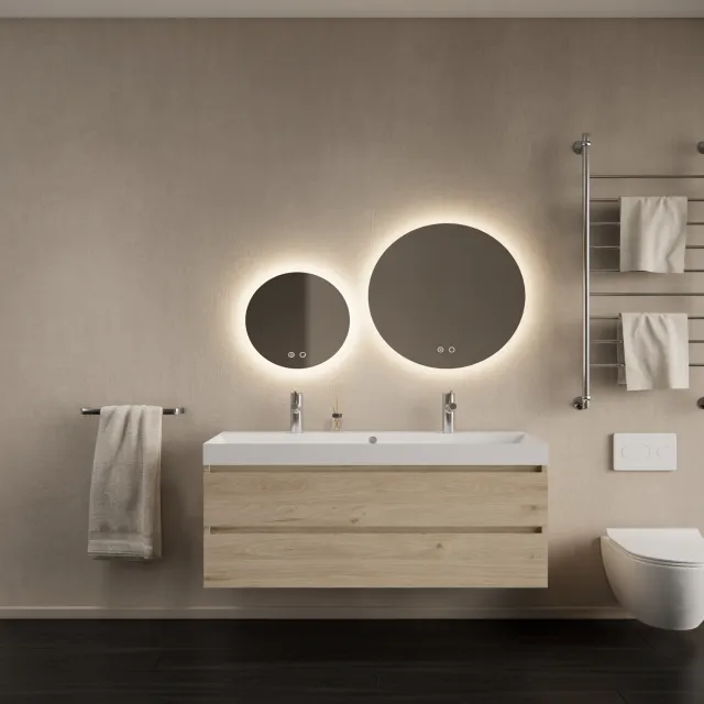 Gliss Design Badkamermeubelset Gliss Design Milan Met Lako Wastafel 120 cm Kastanje (Keuze Wastafel) Eiken