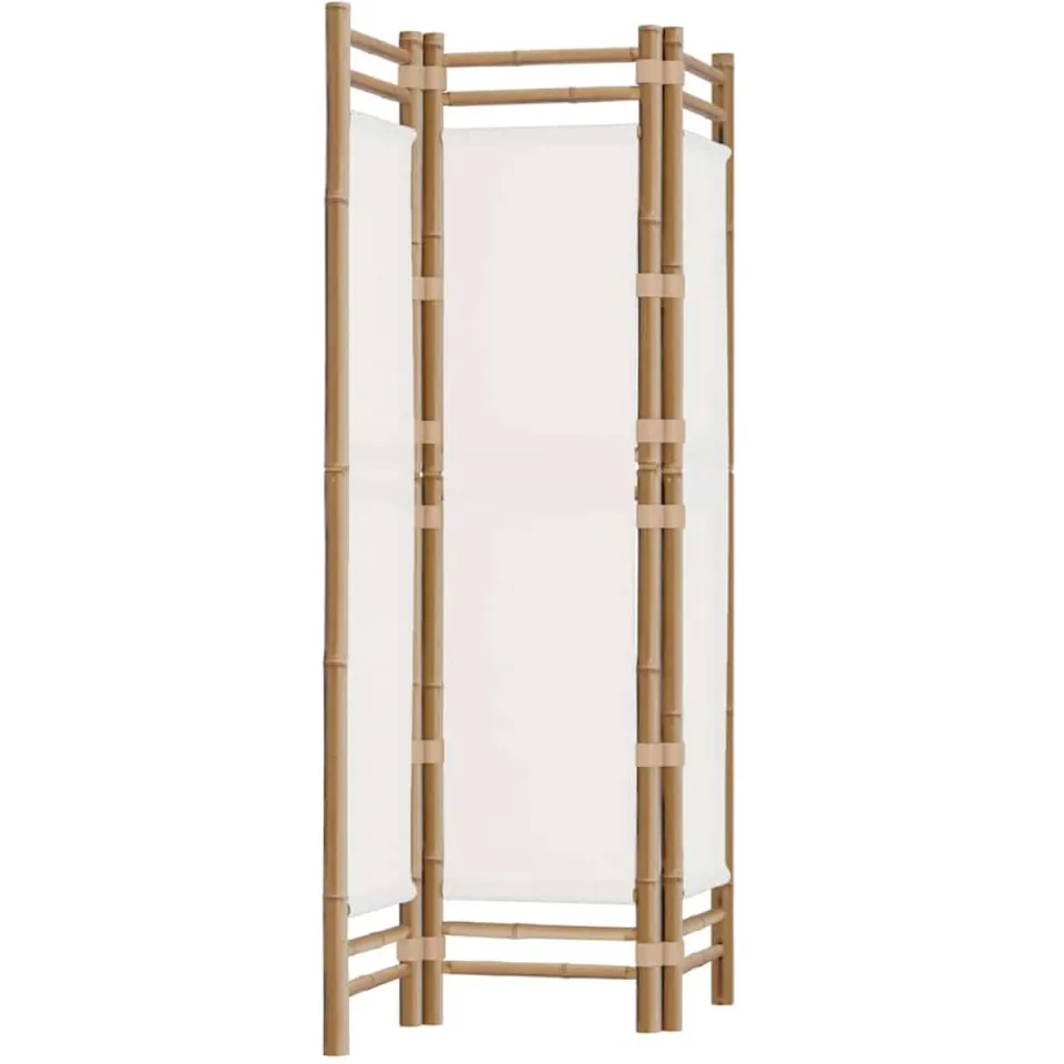 vidaXL Kamerscherm 3-panelen inklapbaar 120 cm bamboe en canvas crème, foto 3