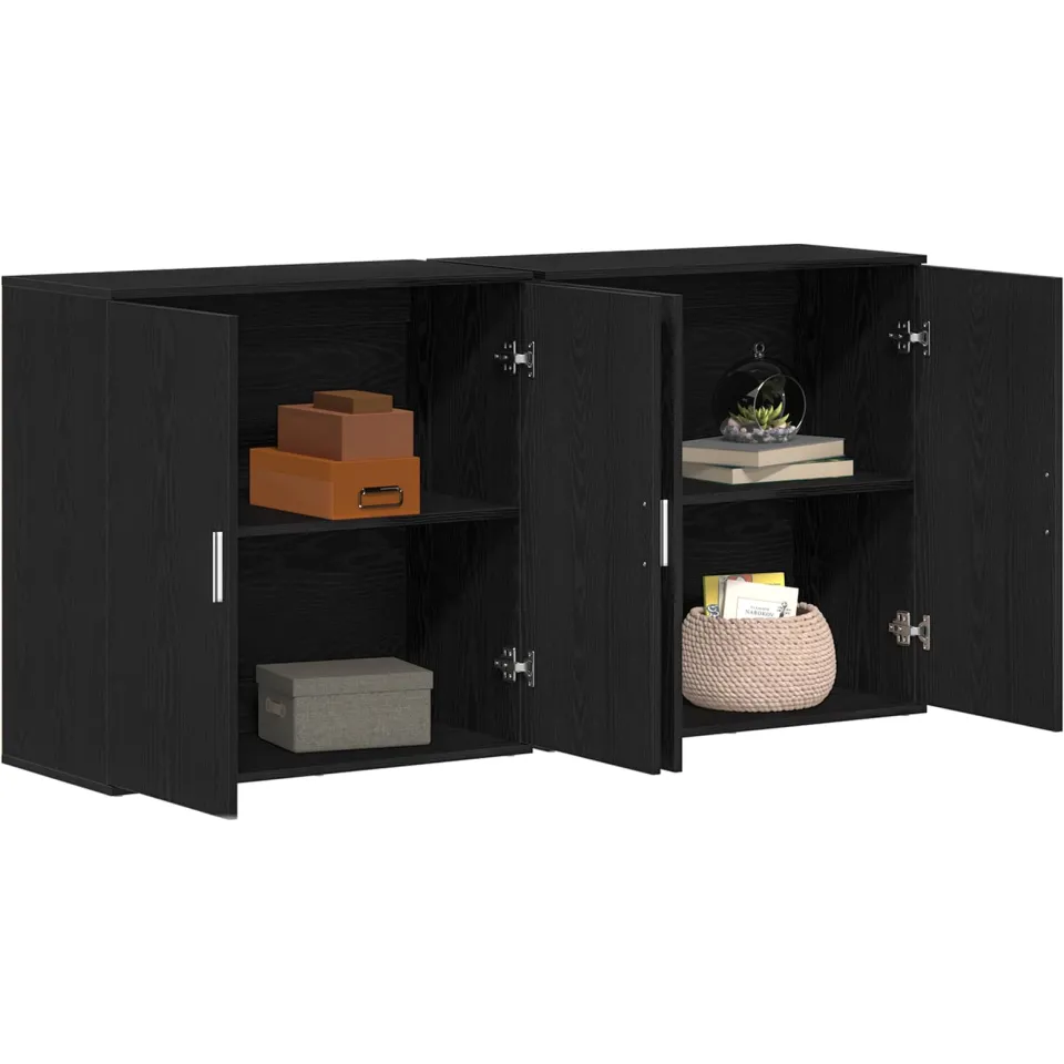 vidaXL Dressoir 2 st Zwart Eiken 79 x 38 x 80 cm Bewerkt hout