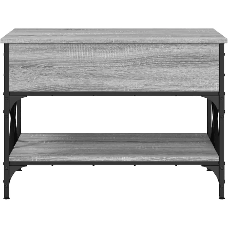 vidaXL Salontafel 70x50x50 cm bewerkt hout en metaal grijs sonoma, foto 4