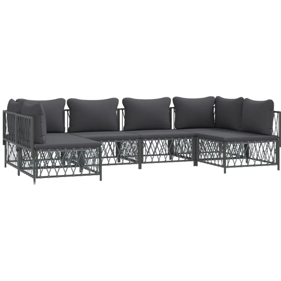 vidaXL 6-delige Loungeset met kussens staal antracietkleurig Anthraciet