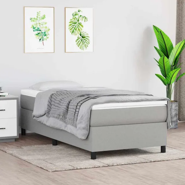 vidaXL Boxspring met matras stof lichtgrijs 90x200 cm grijs