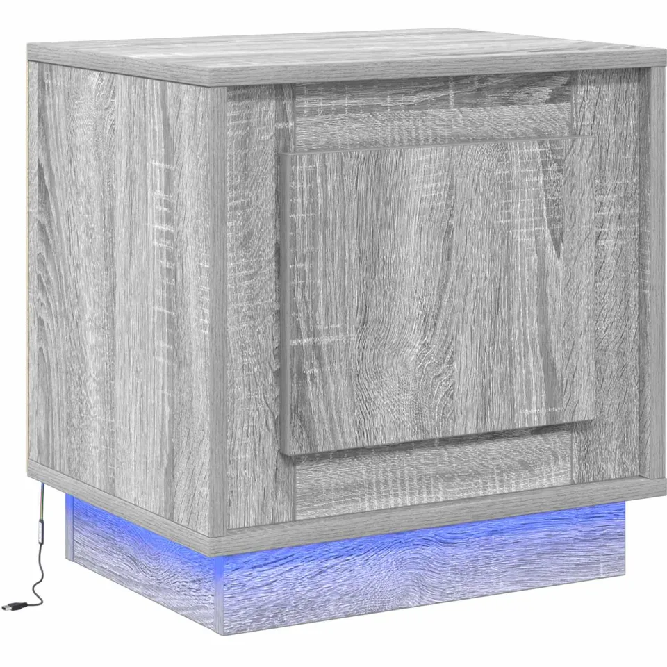 vidaXL Nachtkastje Grijs 44 x 34,5 x 45 cm Bewerkt hout, foto 3