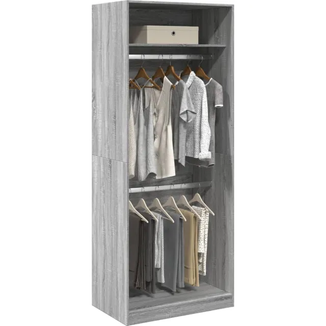 vidaXL Kledingkast 80x50x200 cm bewerkt hout grijs sonoma eikenkleur