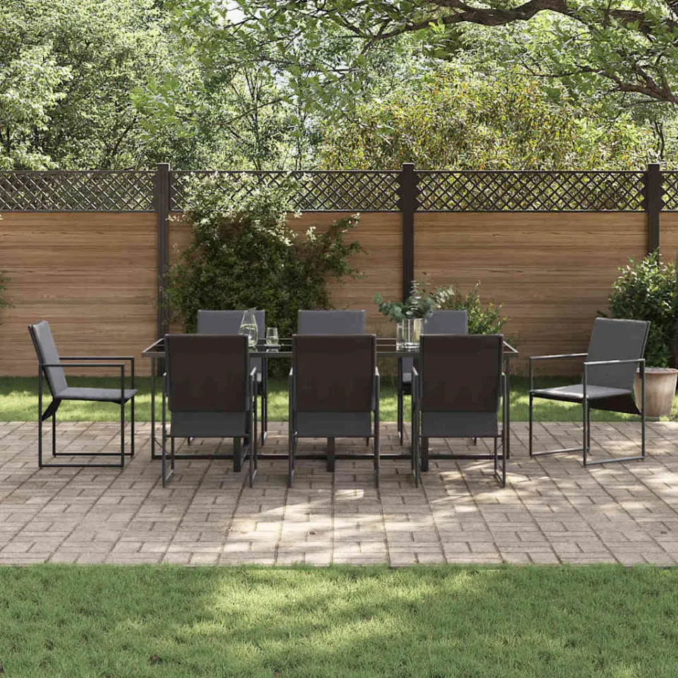 vidaXL Tuin eettafelset 9 st Zwart Staal, foto 2